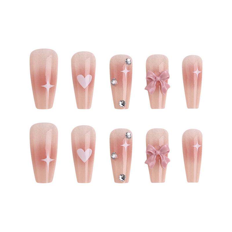 Love Heart Blush Pink Butterfly Nail Stickers - Sweet, Lovely, Wearable False Nails