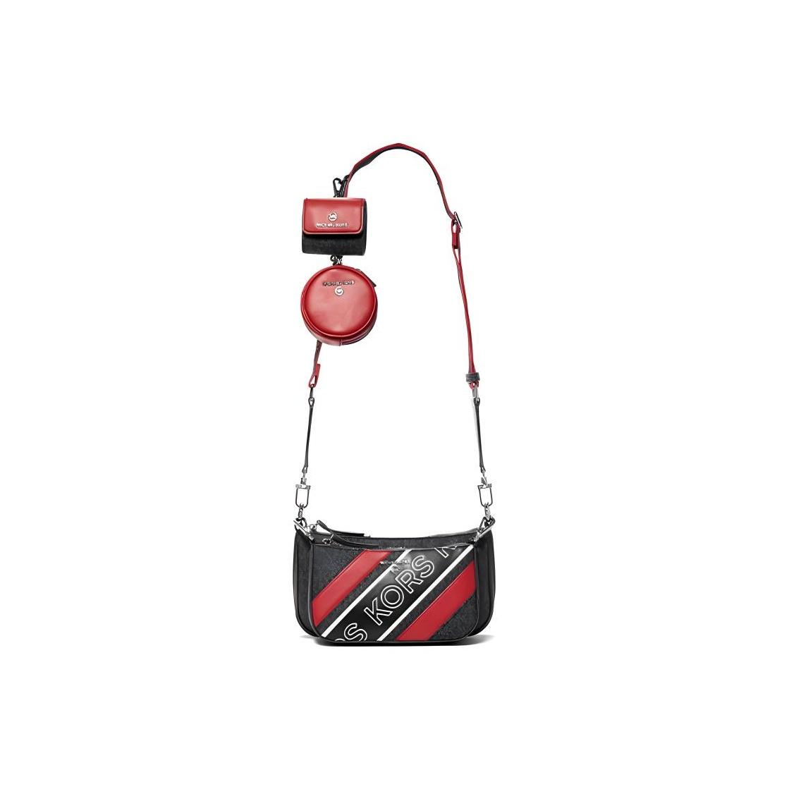 

Michael Kors Jet Set Charm Classic Stripe Three-In-One Fashion Commuter Bag Women Shoulder Bag Black Red 32H1UT9C6B-987 Basic Set (Bag+Dust Bag)