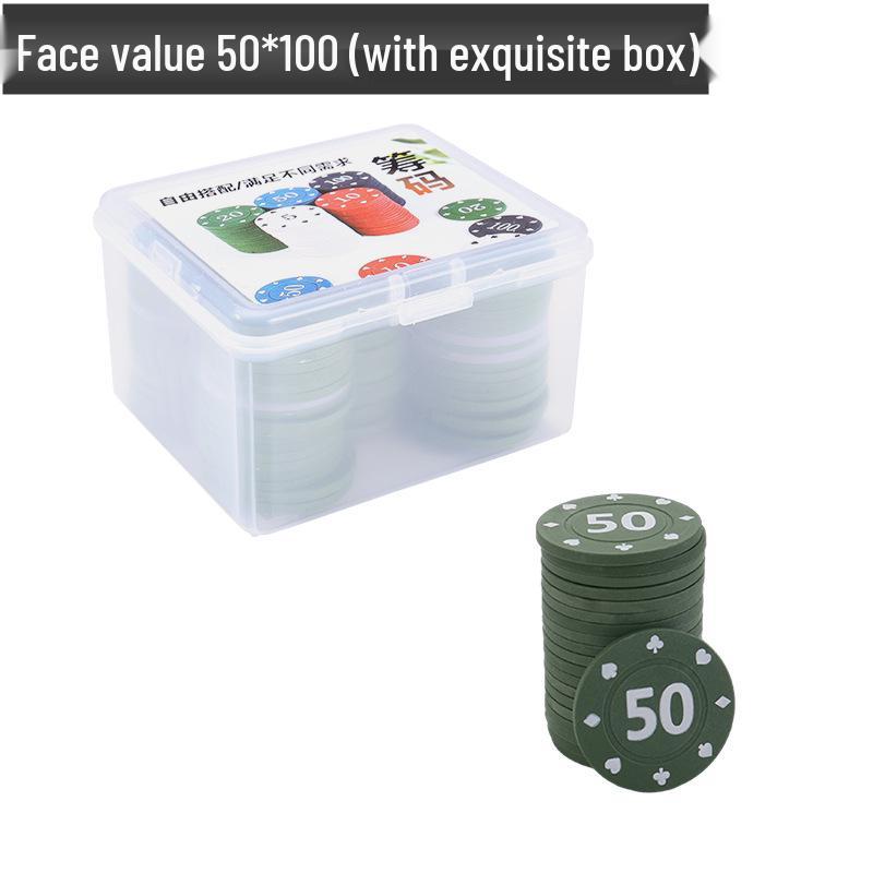 Boxed Set: 100 Plastic Baccarat Mahjong Poker Machine Tokens