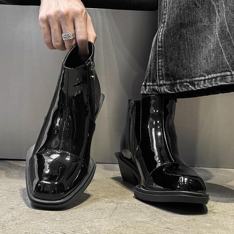 Fashion British Style Pointed Toe Cowboy Boots Genuine Leather Boots for Men Luxury Elegantes Casual Leather Office Business Basic Boots