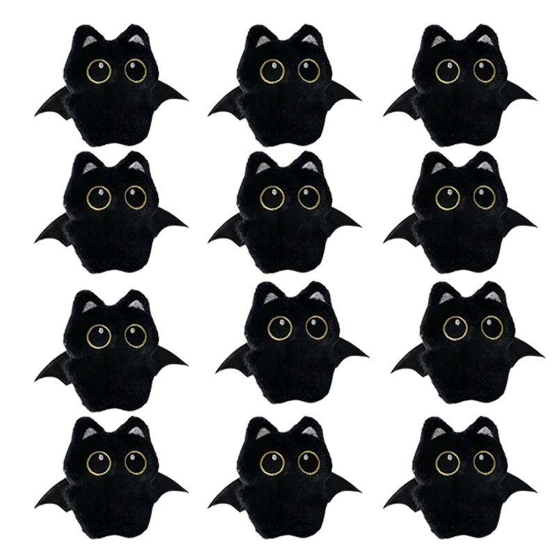 Black Cat Plush Keychain Ghost Wing Cute Kitty Key Chain Stuffted Toy Pendant Lovely Backpack Accessories Kawaii Bag Pendant