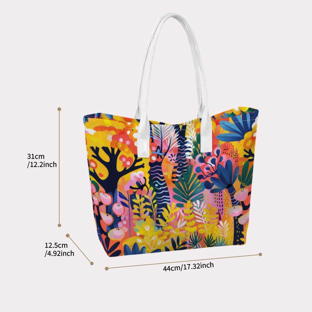 Colorful Tropical Print Tote Bag Fashion Casual Large Capacity Daily Commuter Women's Handbag