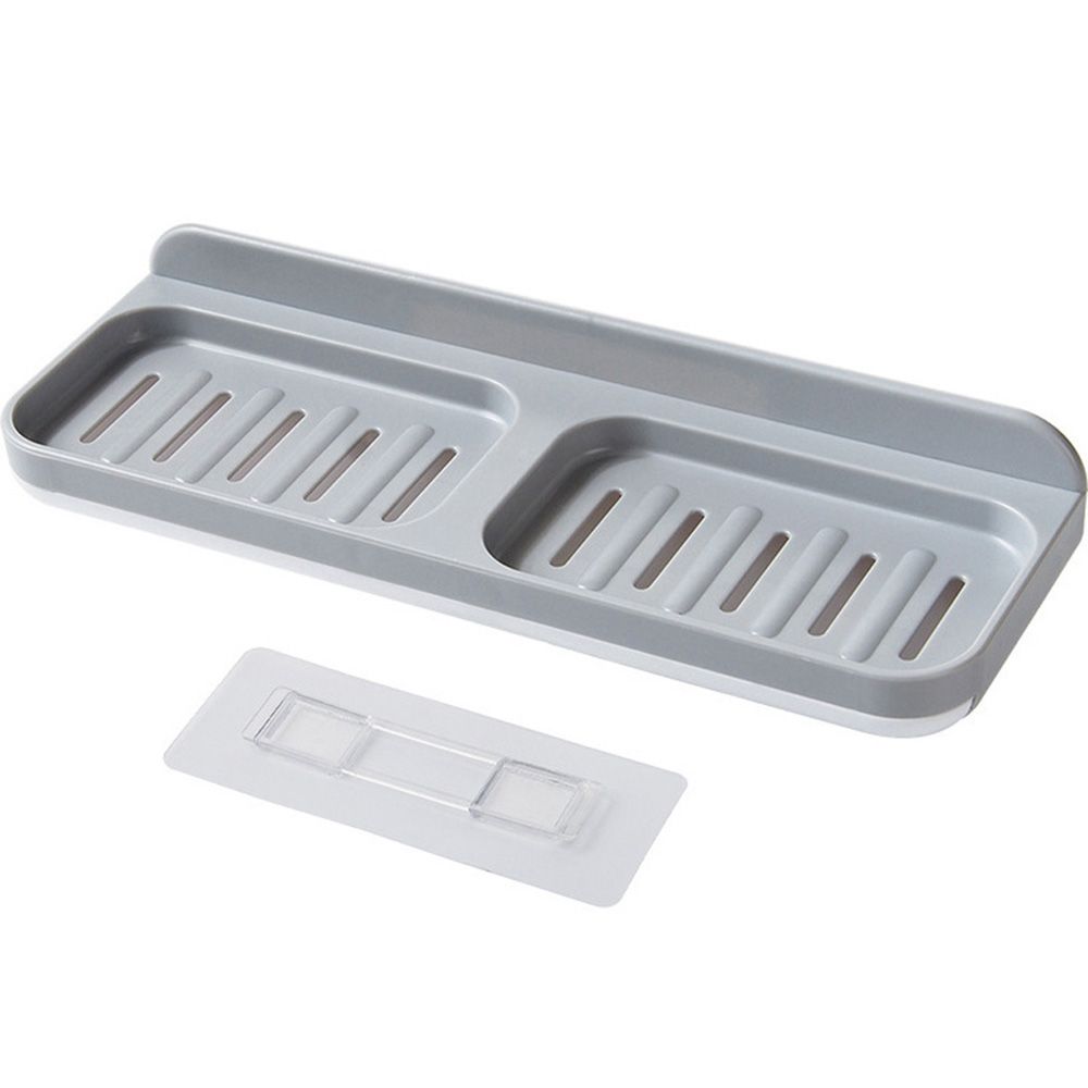 Bathroom Drain Wall Mounted Tray Double Grid Storage Rack Soap Dishes Hanging Shelf Soap Holder