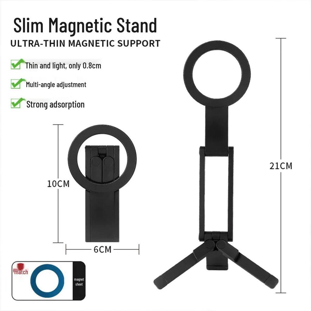 Magnetic Phone Holder: Portable Tripod & Selfie Stick for Streaming & Photography