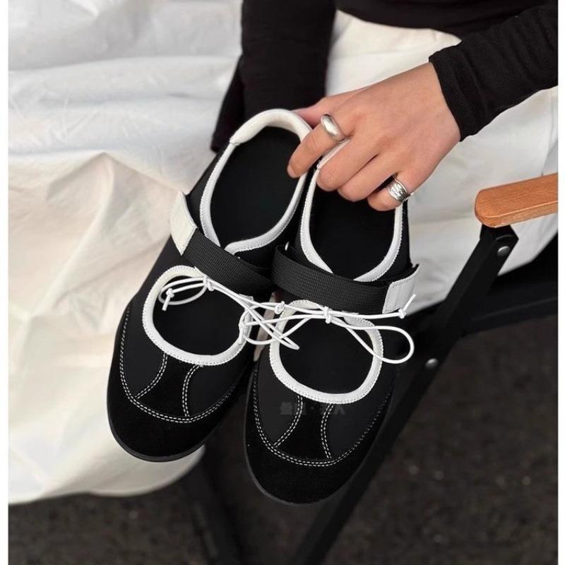 

Женские повседневные балетки 2025 Лето Новые Дышащие Легкие Удобные Туфли Мэри Джейн Нескользящие Модные Балетки с перекрестной шнуровкой 41 чёрный