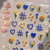 5D Tulip Nail Stickers Embossed Flowers Decals Cute Heart Sliders For Nails Spring Floral Manicure Decoration