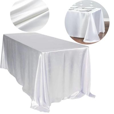 Rectangle Satin Tablecloth Wedding Table Cloth White for Christmas Baby Shower Birthday Banquet Decor Home Dining Table Silk Table Cover Wedding
