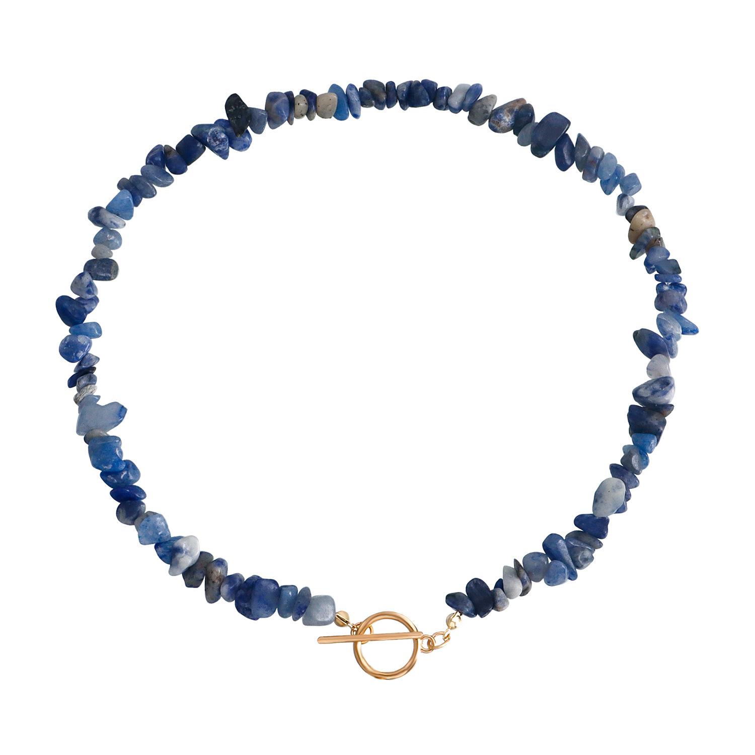 

European and American jewelry, large special-shaped pearl OT buckle necklace for women, simple and fashionable temperament, blue turquoise necklace.