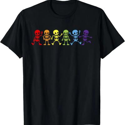 GAY LGBT Pride Skeleton Pride LGBT Rainbow Skeleton GAY LGBT T-Shirt,100% Cotton