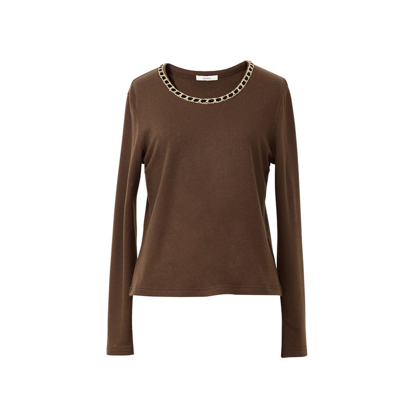 

Blacknini Инь Вафельная машина Машинная стирка Шерсть Рубашка-ожерелье Ручная работа Отделка цепочкой Базовый трикотаж