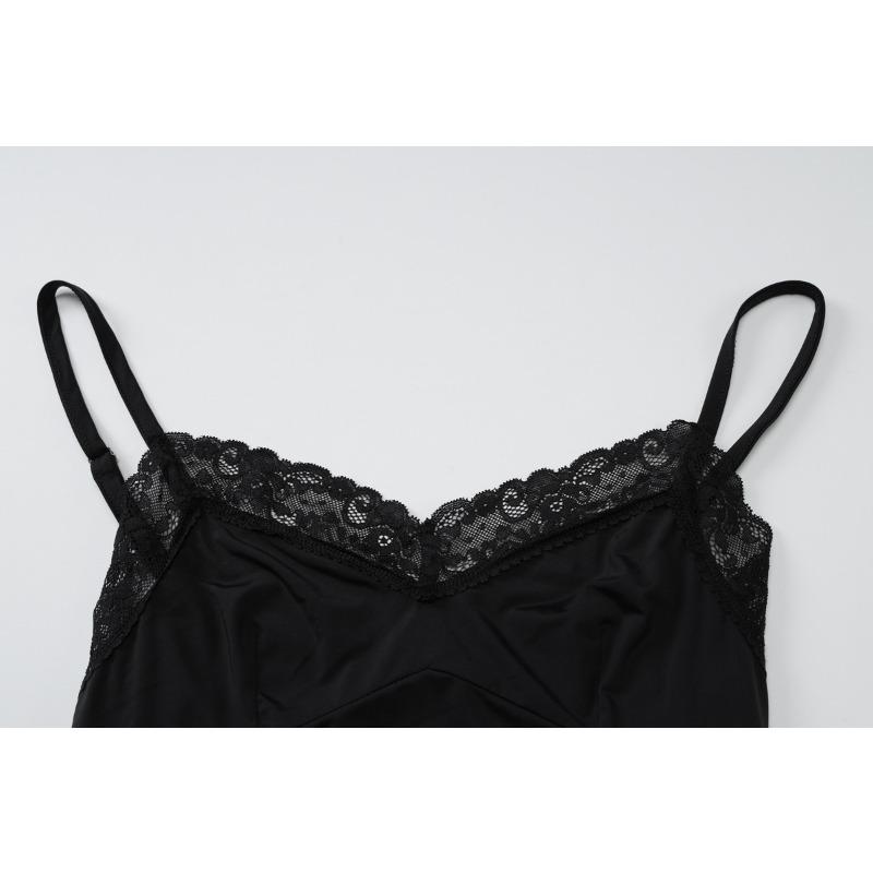 Sexy Women's Lace Edge Halter Dress Sleeveless Slim Split Short Dress