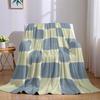 Dusty Blue Checkerboard Flannel Blanket Warm Soft Halloween Christmas Couch Warm Cozy Decorative Decor Gift for All Season