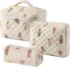 1 pièce Mignon Fleurs Coton Sac de Maquillage Femmes Fermeture Éclair Organisateur Cosmétique Tissu Sac à Main Forme Boîte Portable Étui de Toilette pour Filles