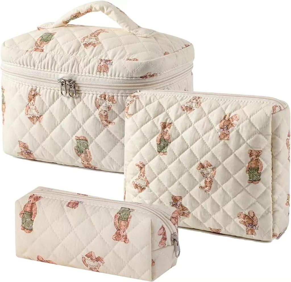 1 pièce Mignon Fleurs Coton Sac de Maquillage Femmes Fermeture Éclair Organisateur Cosmétique Tissu Sac à Main Forme Boîte Portable Étui de Toilette pour Filles