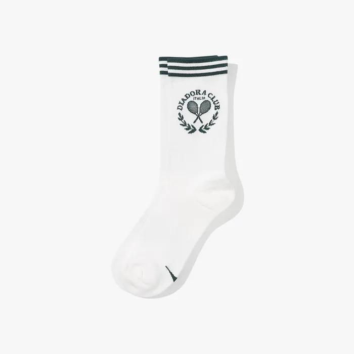 Tennis Stripe Crew Socks WHITE