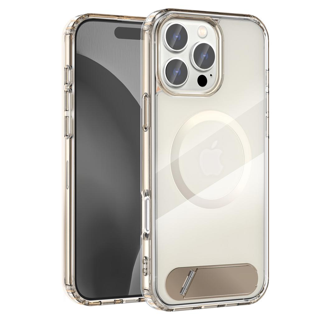 For iPhone 16 Pro Case Compatible with MagSafe Folding Kickstand Anti Drop PC + TPU Back Cover