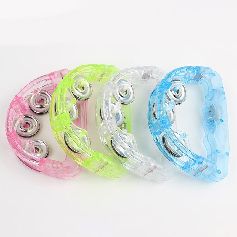Bright Led Light Up Sensory Toy Flashing Tambourine Musical Instrument Shaking Party Atmosphere Child Toys Random Color