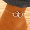 Bohemia Layered Beaded Anklet For Women Hollow Double Heart Charm Ankle Bracelet Summer Beach Vacation Foot Jewelry Gift