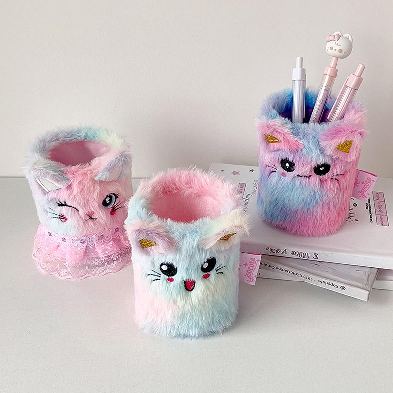 Cute Cartoon Pen Holder Student Creative Desktop Stationery Storage Box Diy Material Scissors Storage Bucket Ornaments