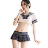 Sexy Underwear Japanese Senior Student Dress JK Uniform Temptation Suit Sexy Transparent Shirt Plaid Skirt