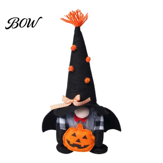 Party Centerpieces Halloween Plush Gnome Decoration, Spooky Orange Black Boo Pumpkin Swedish Tomte Durable Figurine, Elf Dwarf Ornaments for