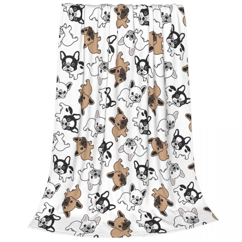 French Bulldog Dog Blankets Coral Fleece Plush Summer Cute Lightweight Thin Throw Blanket for Home Outdoor Bedding Throws