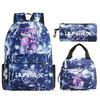 Primary and secondary school students schoolbag three-piece set, animation cartoon personalized printing backpack, casual pencil bag, meal bag