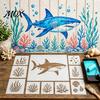 Ocean Theme Art Supplies for Adults Stencil Set, Sea Animal Wall Stencil, Plastic Octopus Mural Easy Alignment Crafting Sheets Stencils Painting Large