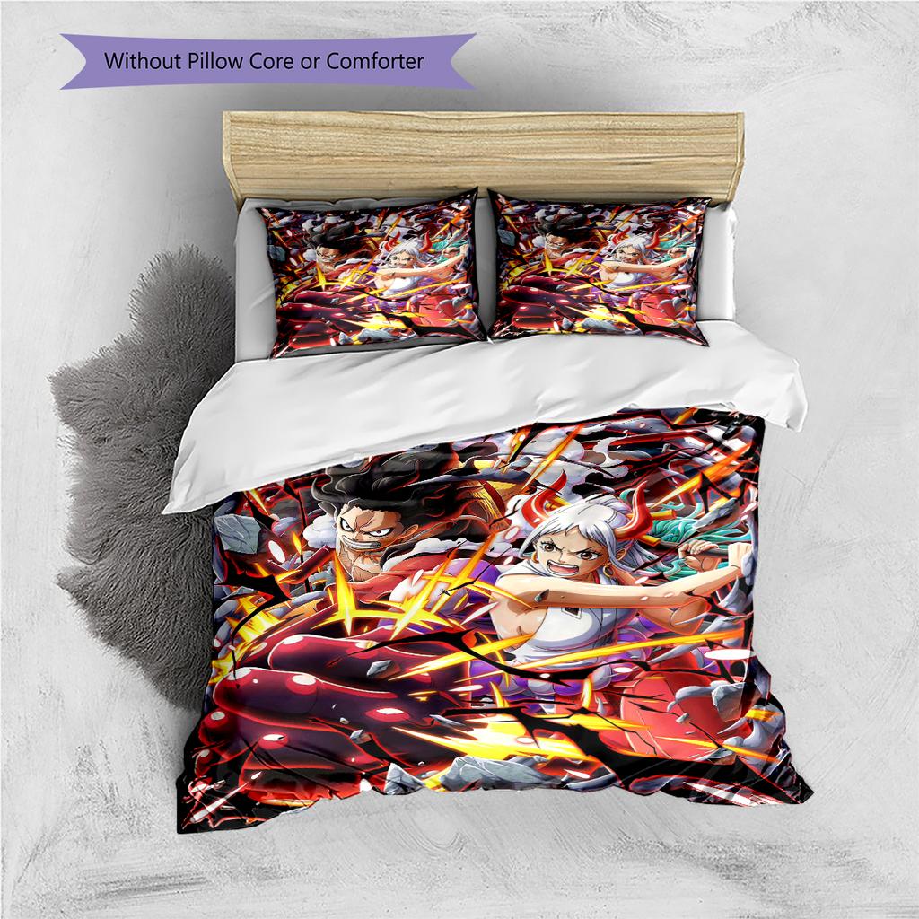 Conjunto de Colcha com Padrão de Desenho Animado Capa de Colcha Fronha Decoração de Casa Presente de Aniversário (1 capa de edredom + 2 fronhas, sem enchimento.)