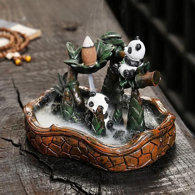 1pc, Creative Resin Panda Home Decorate Backflow Incense Burner Incense Censer (Without Incense)