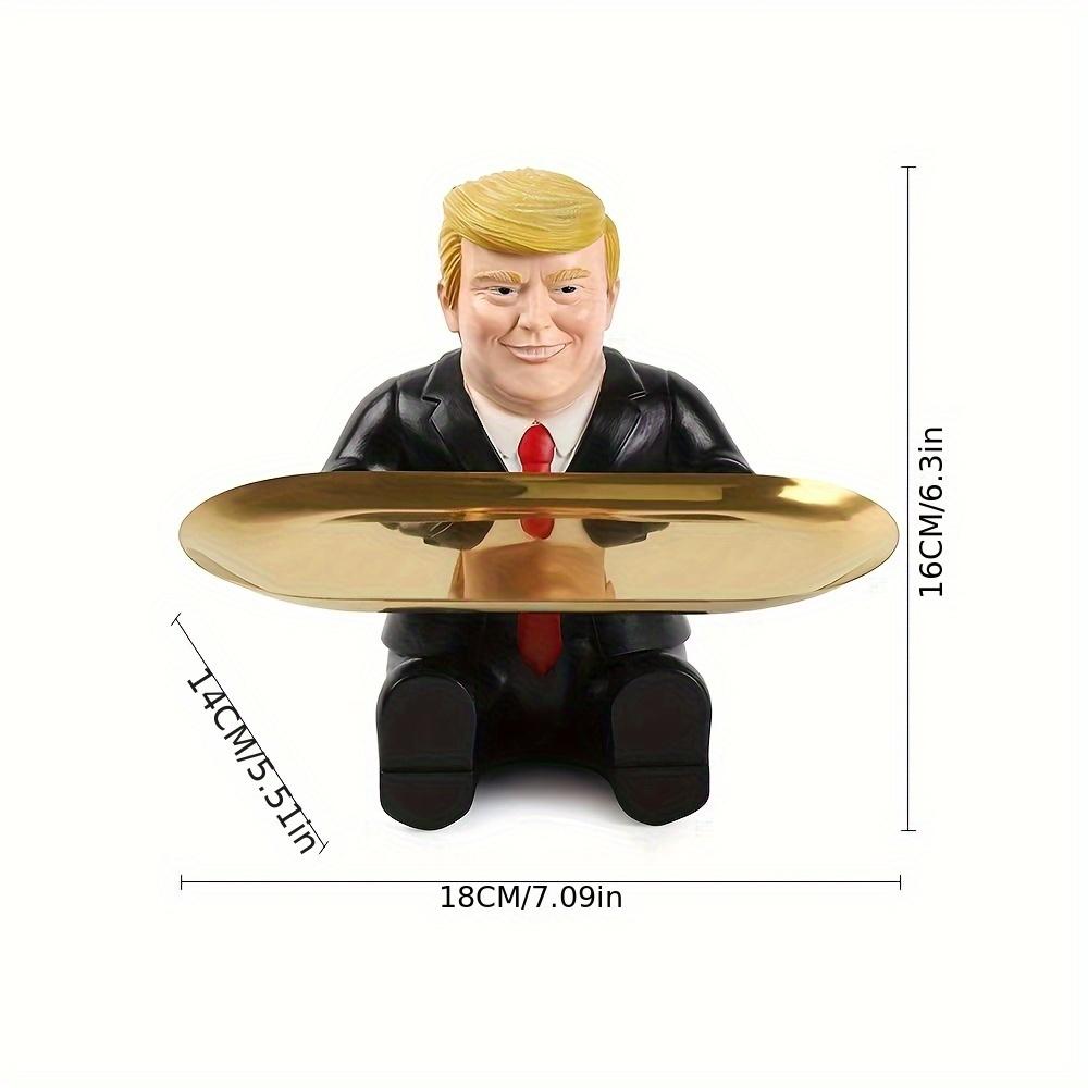 

1pc Donald Trump Hand-Held Tray , Resin Crafted, Golden Chrome Base, Perfect for Keys, Jewelry Display in Living Room, Bedroom, Study One-size чёрный