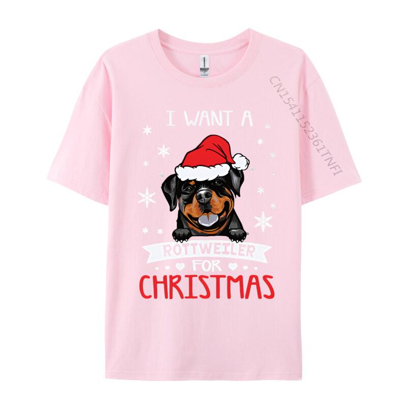 Wholesale I Want For Christmas Is A Rottweiler Dog Tshirt Black Printed On T Shirts Cotton Tops Tees for Boys