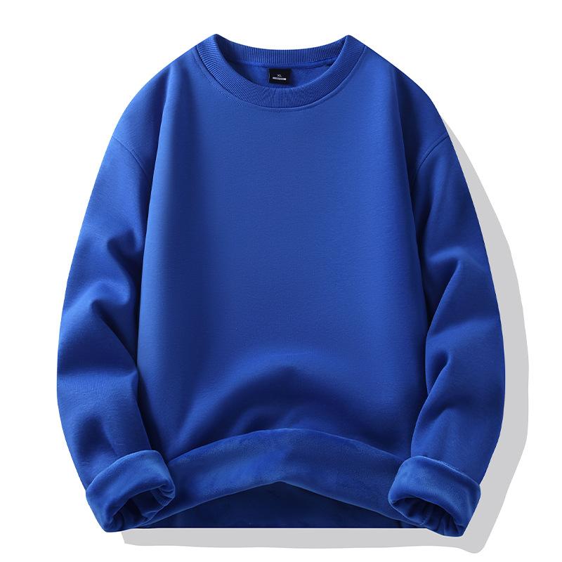 Fashion Sweater Men's New Spring, Autumn and Winter Solid-colour Padded and Thickened Hoodie Tide Couple Round Neck Jacket Tops