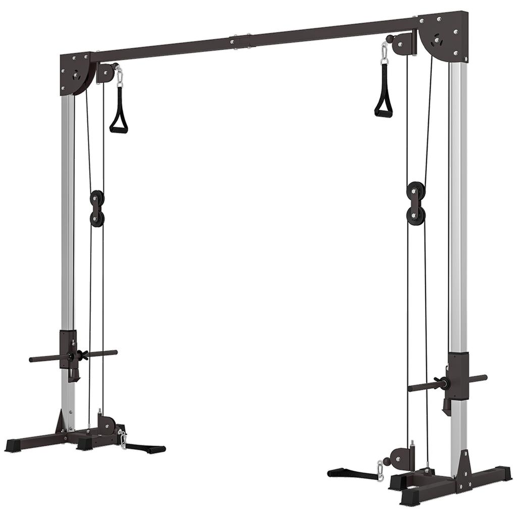 Academias Domésticas Multifuncionais com Sistema de Polia de Cabo, Máquina Crossover de Cabos com 4 Pegas para Treinamento de Força de Corpo Inteiro, Power Rack para Treino em Casa, Preto