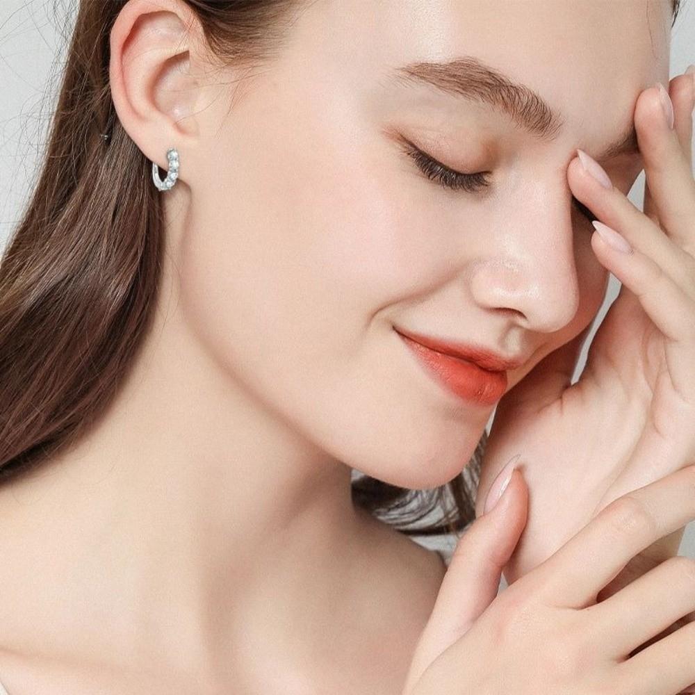 Temperament Crystal Studded Earrings Minimalist Plain Round Earrings Small Hoop Earrings  Wedding