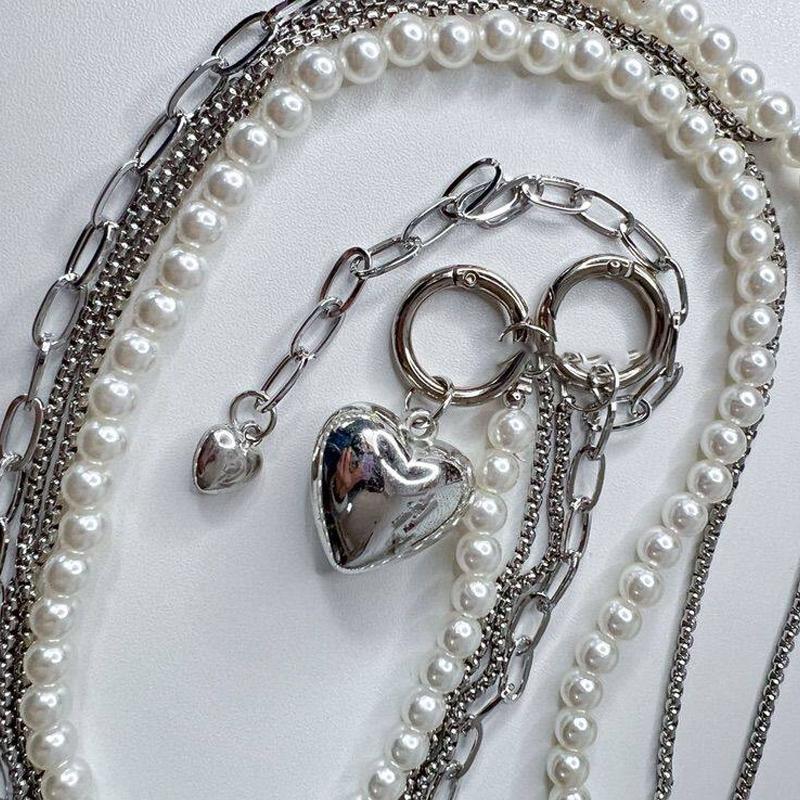 Korean Pearl Chain Stylish Accessories Phone Lanyard Beaded Charm Crossbody Bag Chain