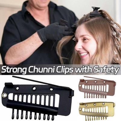 Yousheng 5 Stück Perückenclip mit Sicherheitsnadel 10 Zähne Haarverlängerung Druckknopfclip Schwerlast Metall Unsichtbarer Perückenbefestigungs Kamm Chunni Dupatta Befestigungsclip