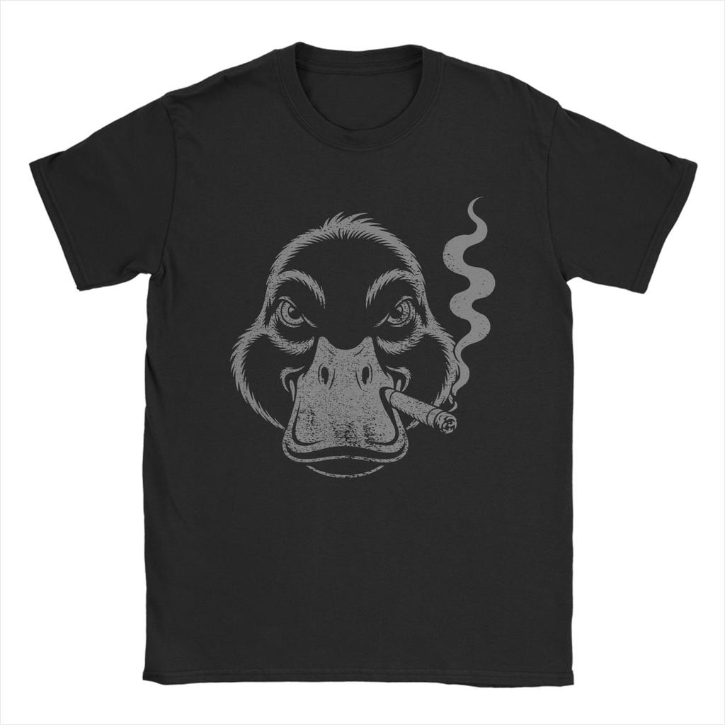 Mallard Duck Smoking A Cigarette Vintage Funny Duck Hunting T Shirt Summer Cotton T-Shirts For Men Harajuku Print Tshirt
