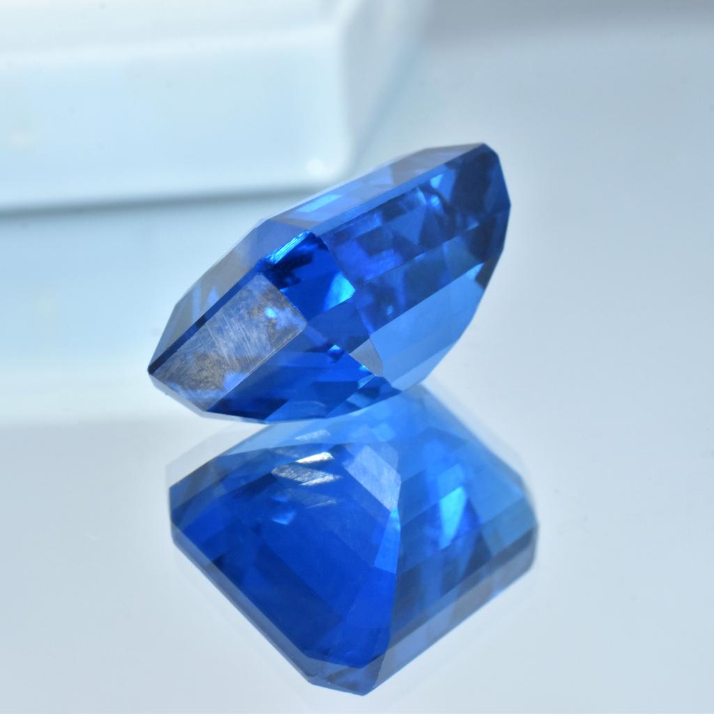 Natural Blue Tanzanite Loose Gemstone Emerald Cut 17.75 Ct for Jewelry Making and Gem Collections