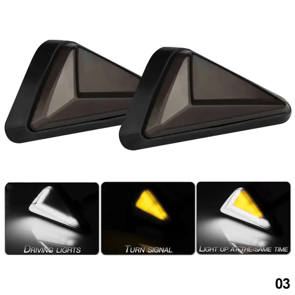 

2 шт., светодиодный указатель поворота в форме треугольника для мотоцикла, водонепроницаемый светодиодный мигающий фонарь DRL