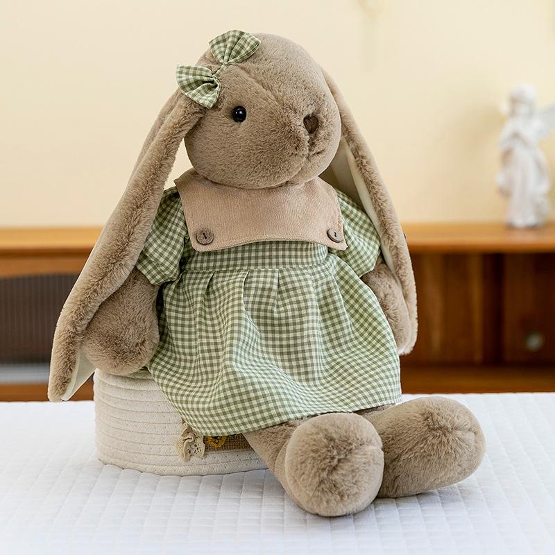 Super Cute Plaid Skirt Lily Rabbit Plush Toys for Girlfriend Valentine's Day Gift Bedroom Ornaments Hang Ear Rabbit