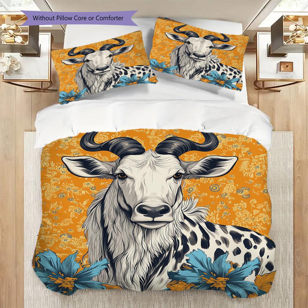 Leopard Sheep Pattern Bedding Quilt Set Quilt Cover Pillowcase Home Decoration Birthday Gift (1 * duvet cover + 2 * pillowcase, without core)