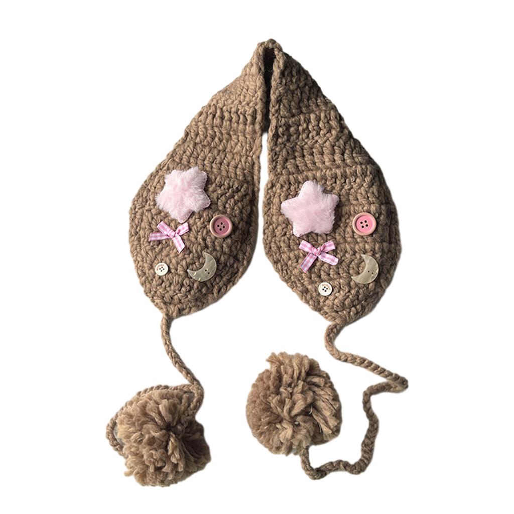 Windproof Crochet Earmuffs with Star&Moon Decals Eye-Catching Ear Warmer for Adult Keep Ear Warm Cold Weather Supplies