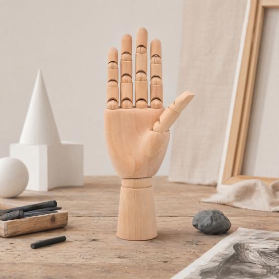 Wooden Manikin, Flexible Body Joints Human Figure Puppet Ornament, Poseable Articulated Hand Model for Sketching Drawing Painting Supplies