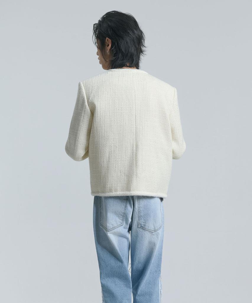 Ten Past Seven Collarless Tweed Jacket (2 Colors)
