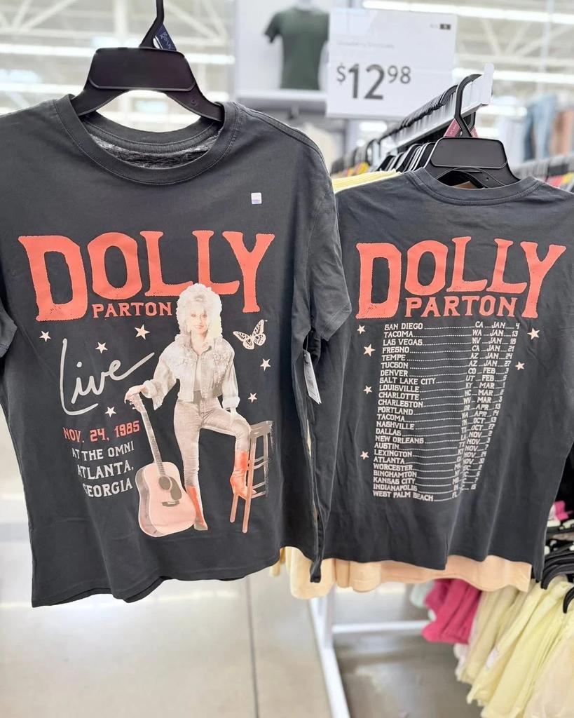 Dolly Parton Live In Concert Tour 1985 Remake Černé tričko oboustranné NH29225