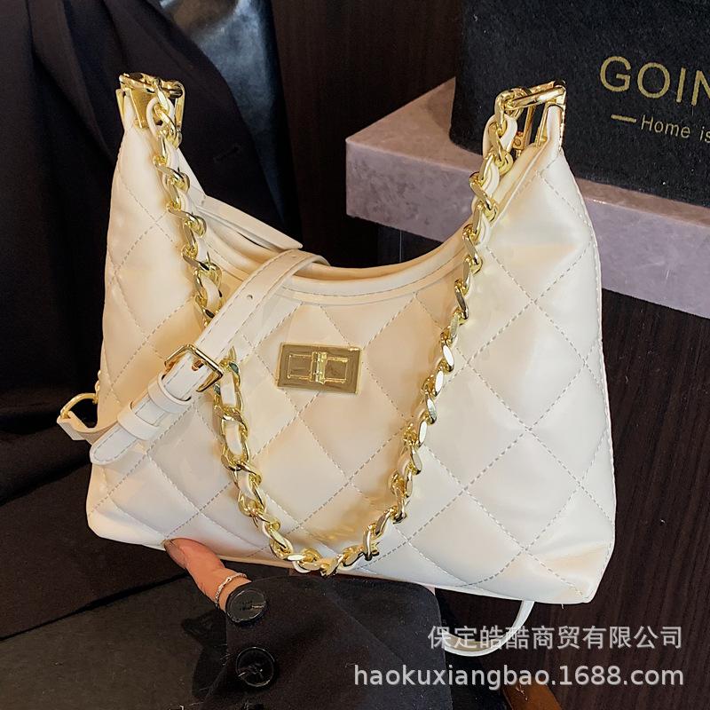 Rhombus Chain Bag Women's Spring and Summer 2025 New Casual Foreign Style Niche Design Versatile Single Shoulder Crossbody Bucket Bag
