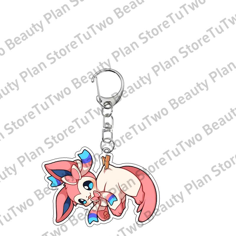 Creative Classics Eevee Anime Acrylic Keychain Pendant Decor Cartoon Umbreon Eevee Espeon Glaceon Jolteon Bag Key Ring Charm