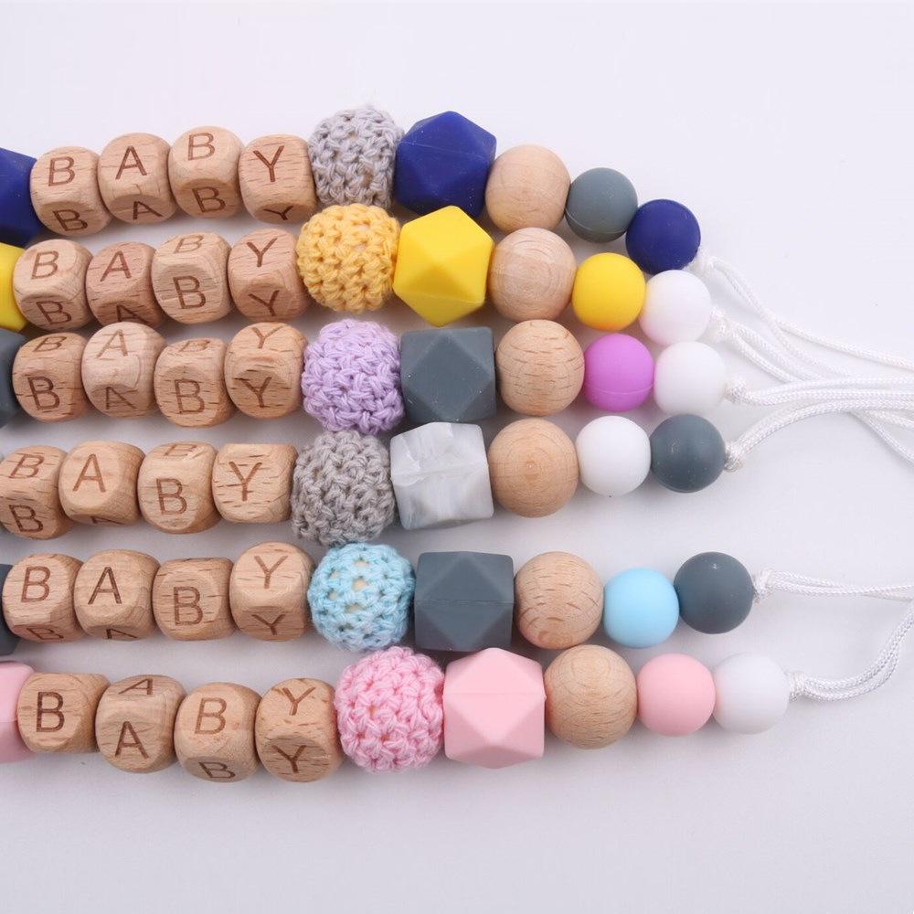 New Mother & Baby Beech Wood Silicone Pacifier Clip – Anti-Drop Chain