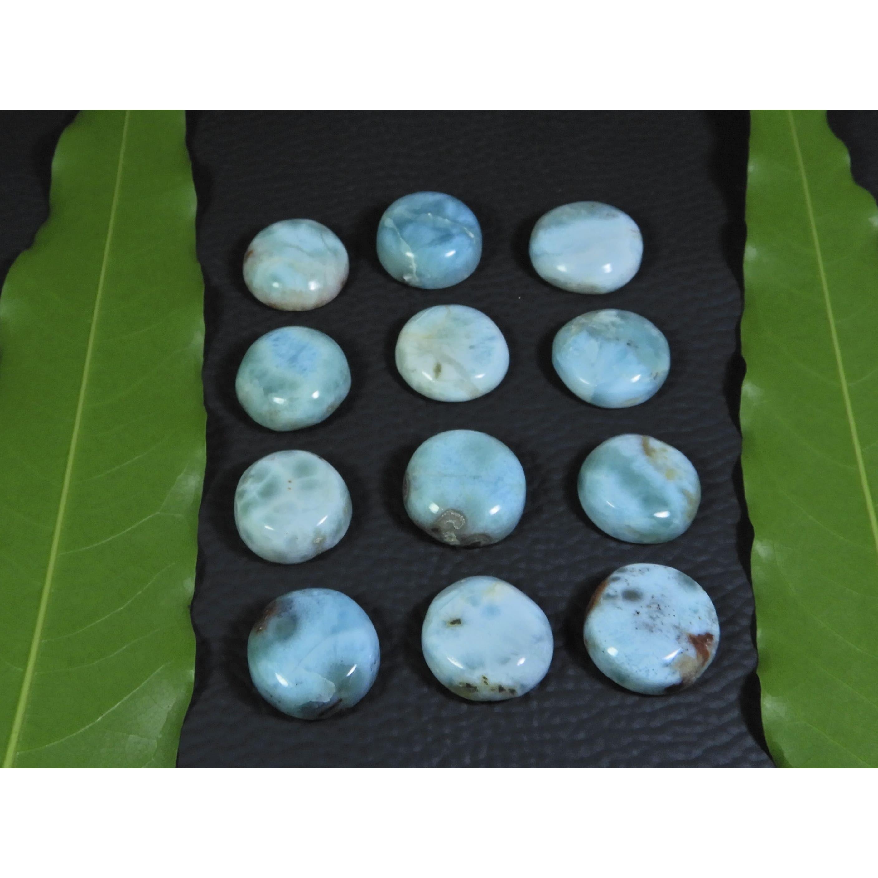 

14ММ Натуральный Ларимар Пектолит Круглый Кабошон Свободный Драгоценный Камень Лот 12 Шт. A-411